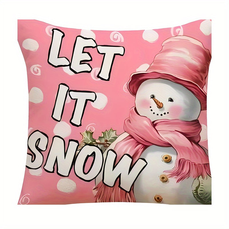 Double-Sided Throw Pillow Cover Mid-Century Chic Polyester Zipper Christmas Decor