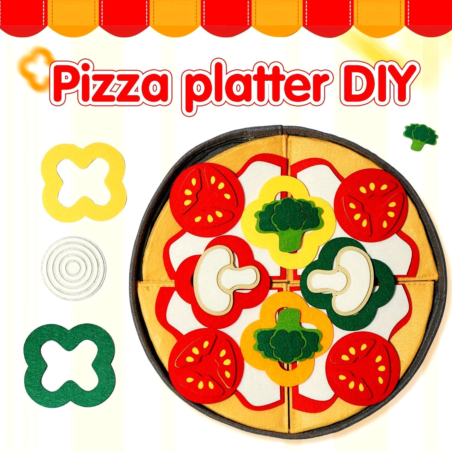 Kids' Toy Food Set 41-Piece Velvet Pizza Play Food for Children Kitchen Roleplay
