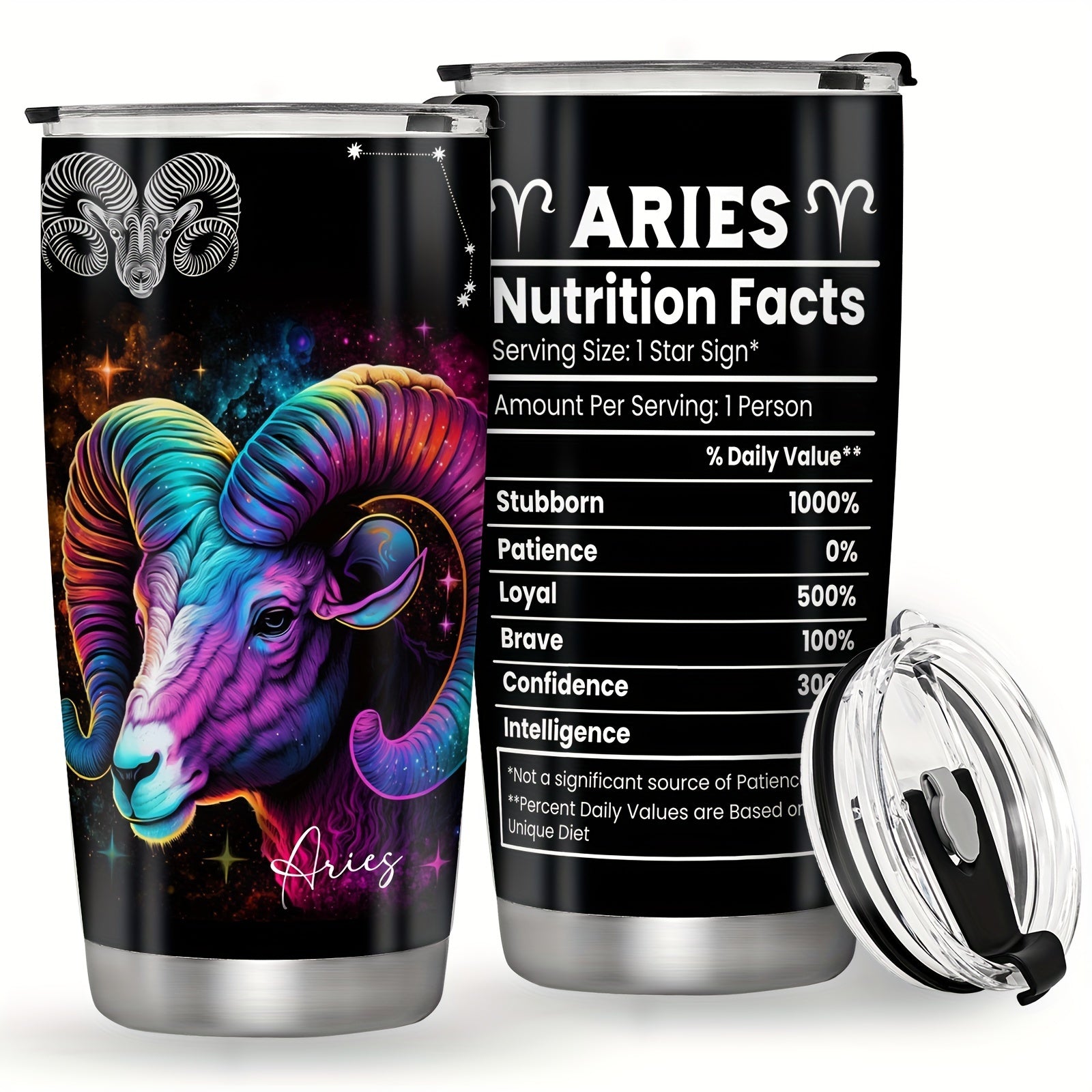 20oz Stainless Steel Zodiac Tumbler with Horoscope Design Leakproof Double Wall Vacuum Insulated Travel Mug for Outdoor Use