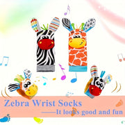 Baby Socks Set for Infants 0-12 Months Plush Zebra Wrist Rattle Socks Gift