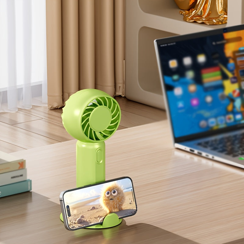 Portable USB Fan with 3 Speeds Lightweight Battery-Powered for Travel Office Outdoor in Pink Green White