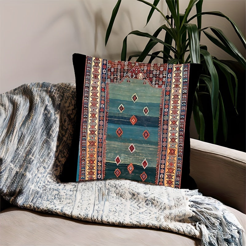 Polyester Throw Blanket 45.72x45.72 cm with Plush Texture and Turkish Kilim Design