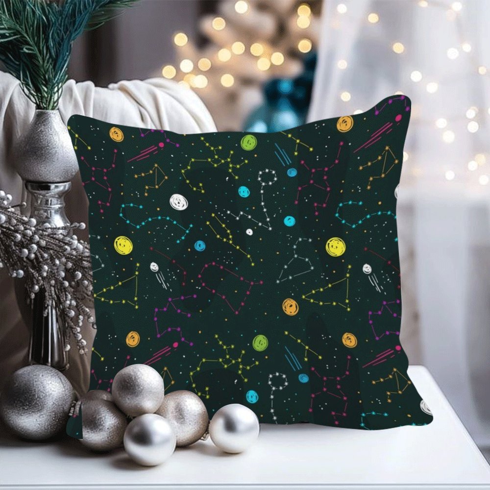 Zodiac Fleece Pillow Cover 45.72x45.72 cm Soft Washable Sofa Bedroom Outdoor