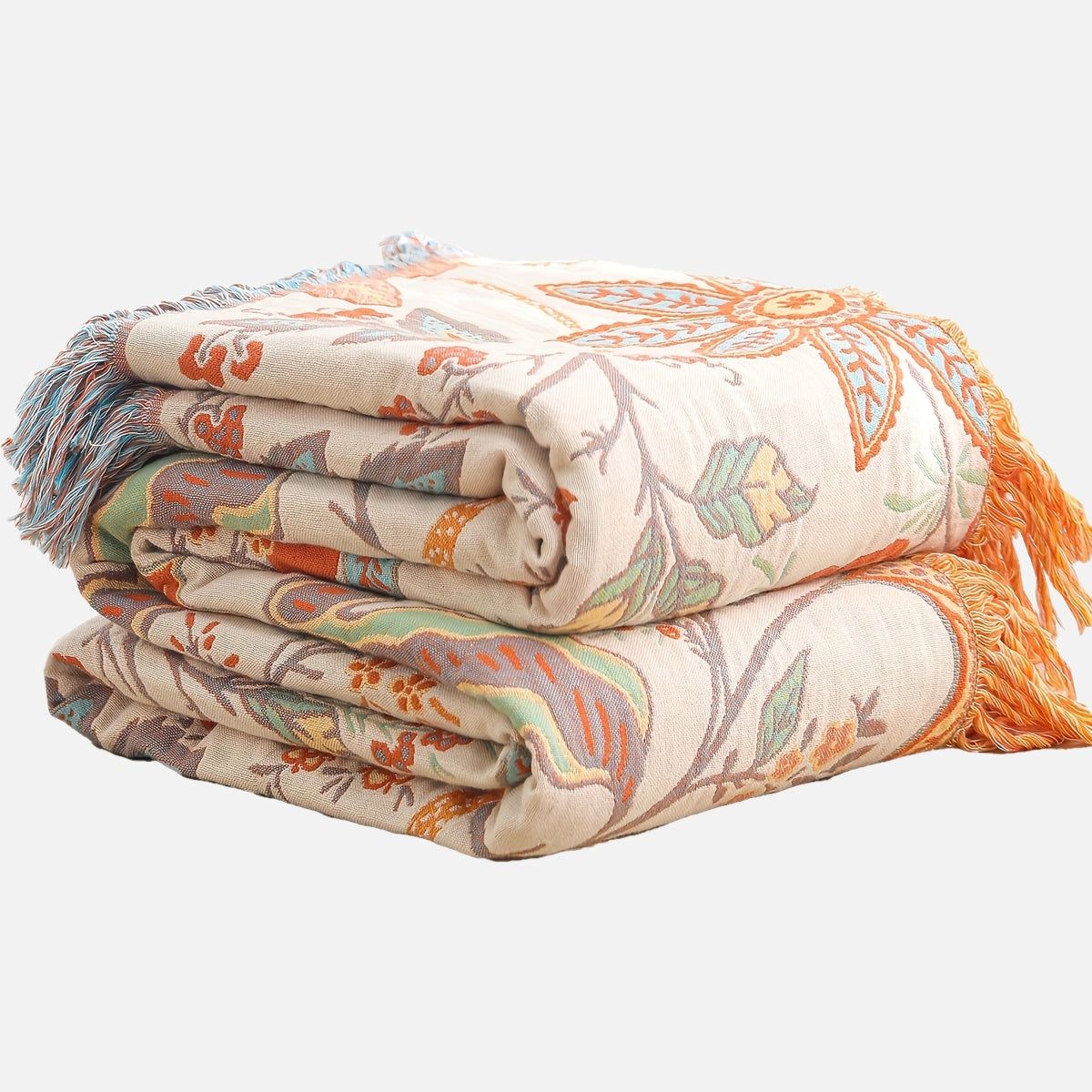 Brocade Tassel Bed Blanket for Napping Sofa Covering and Bed Sheets