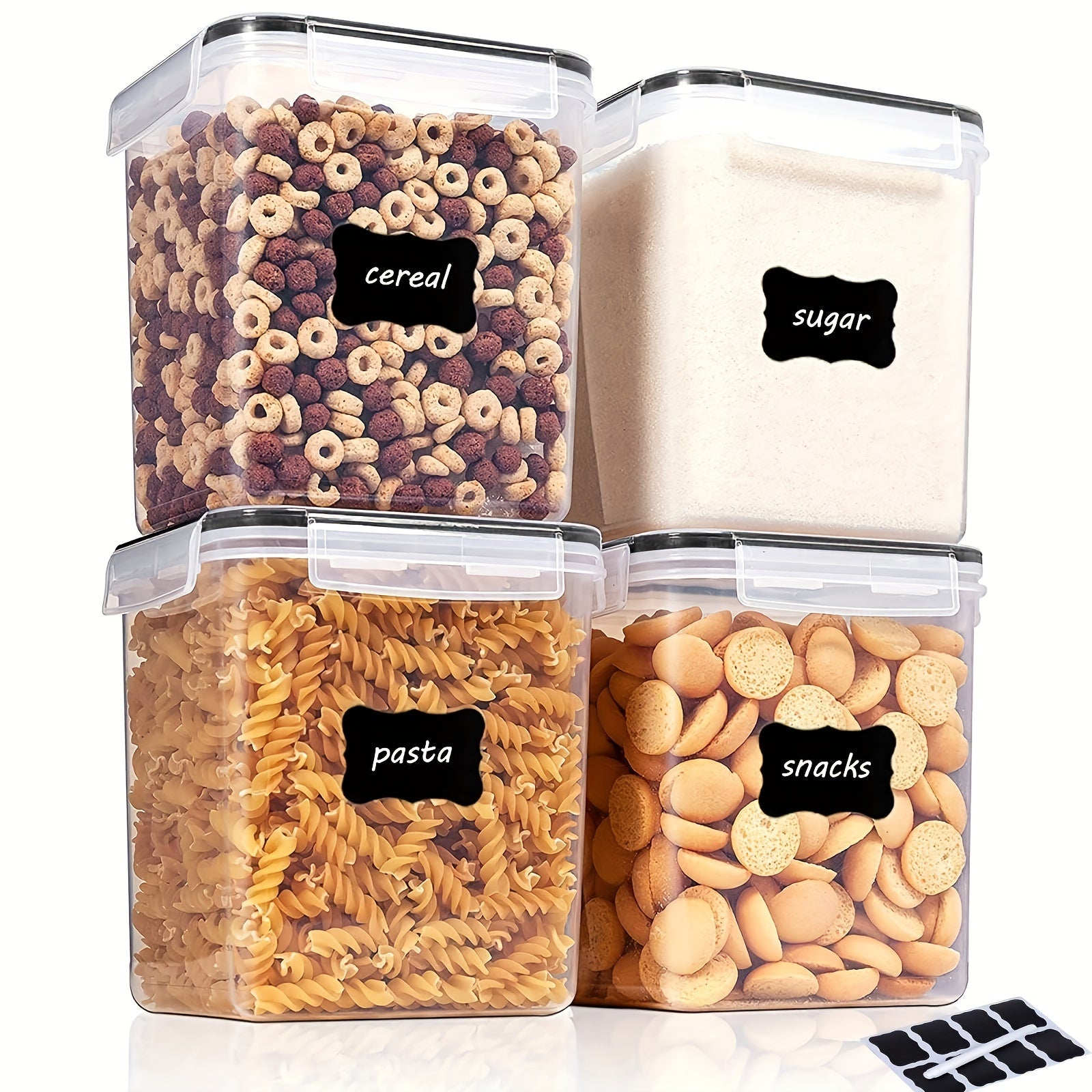 Food Storage Containers 2.5L BPA Free Airtight Plastic with Labels Black