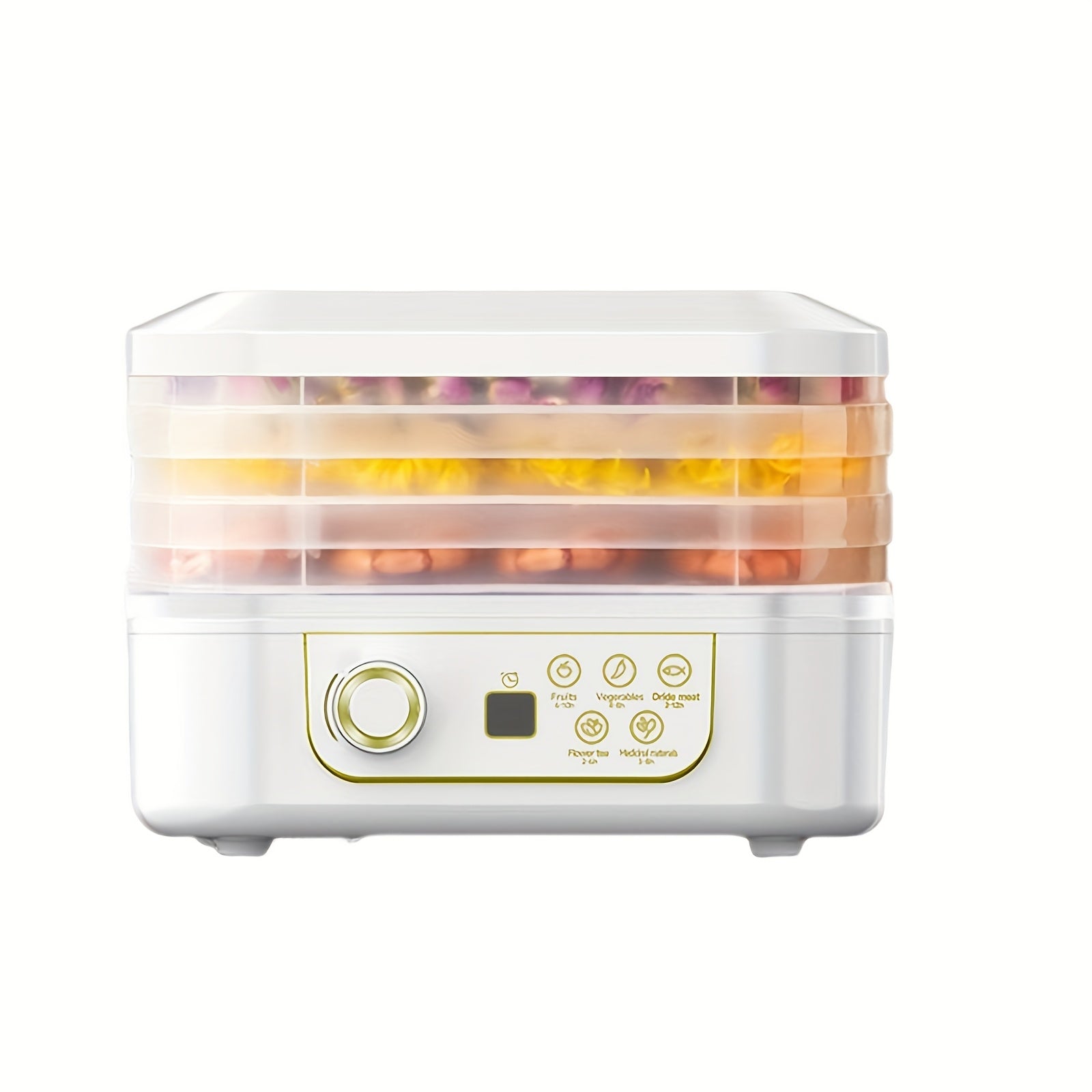 3-Tier Food Dehydrator White Easy-to-Use Round Fruit Vegetable Drying Machine for Jerky Leather Snacks