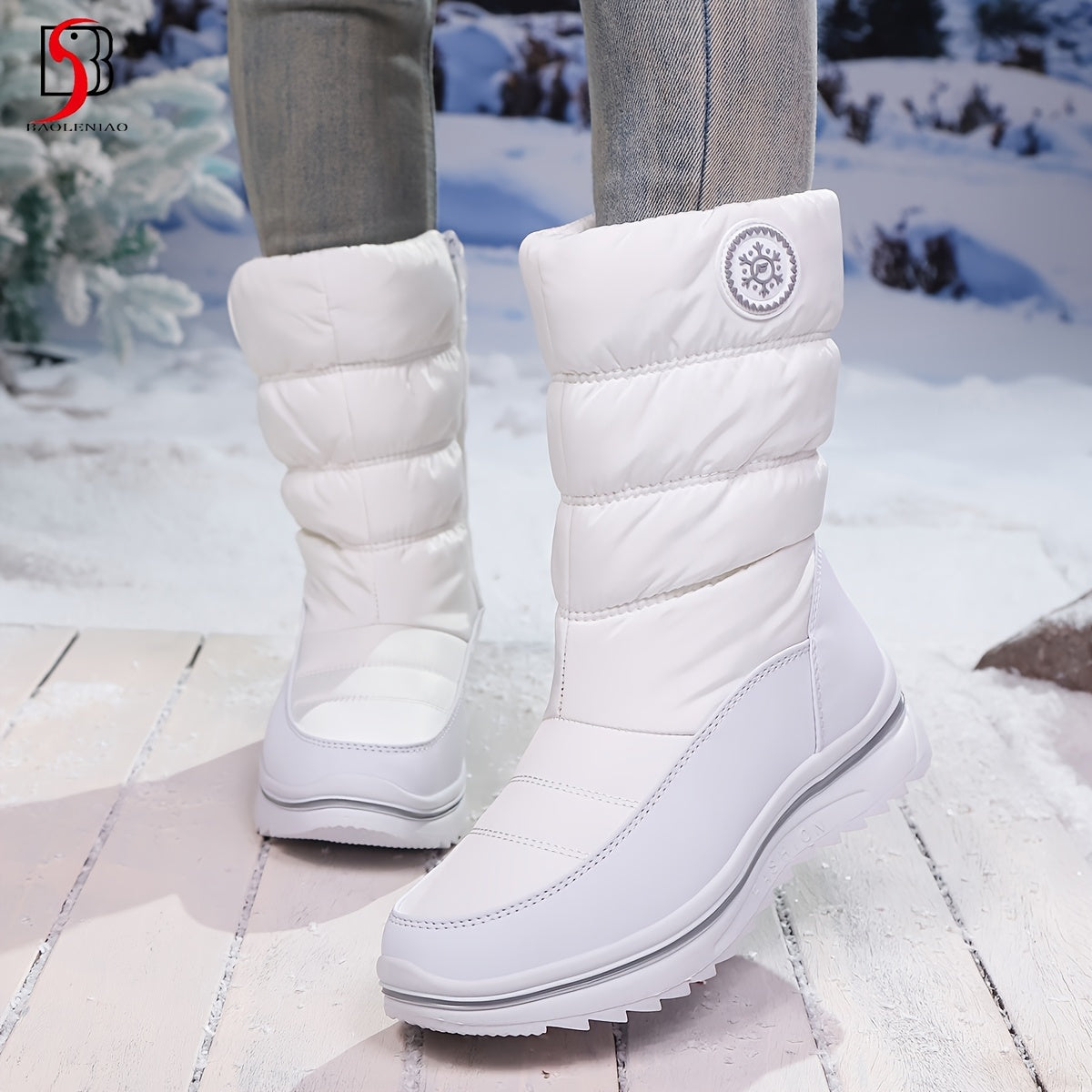 Women's Snow Boots Cold Weather Waterproof Mid-Calf Anti-Slip