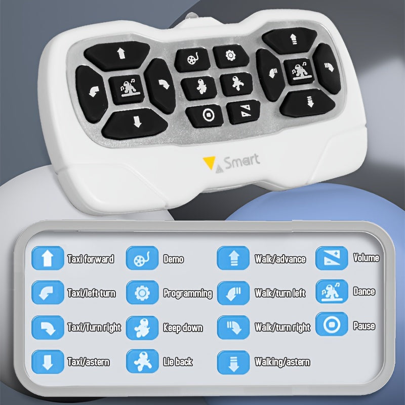 Juguete robot interactivo para niños de 3 años en adelante, perro RC programable en azul y blanco con control remoto por infrarrojos