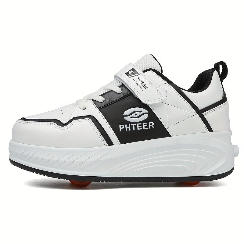 Girls Low Top Skate Shoes with Wear-Resistant Anti-Slip Wheels for Indoor Outdoor All-Season