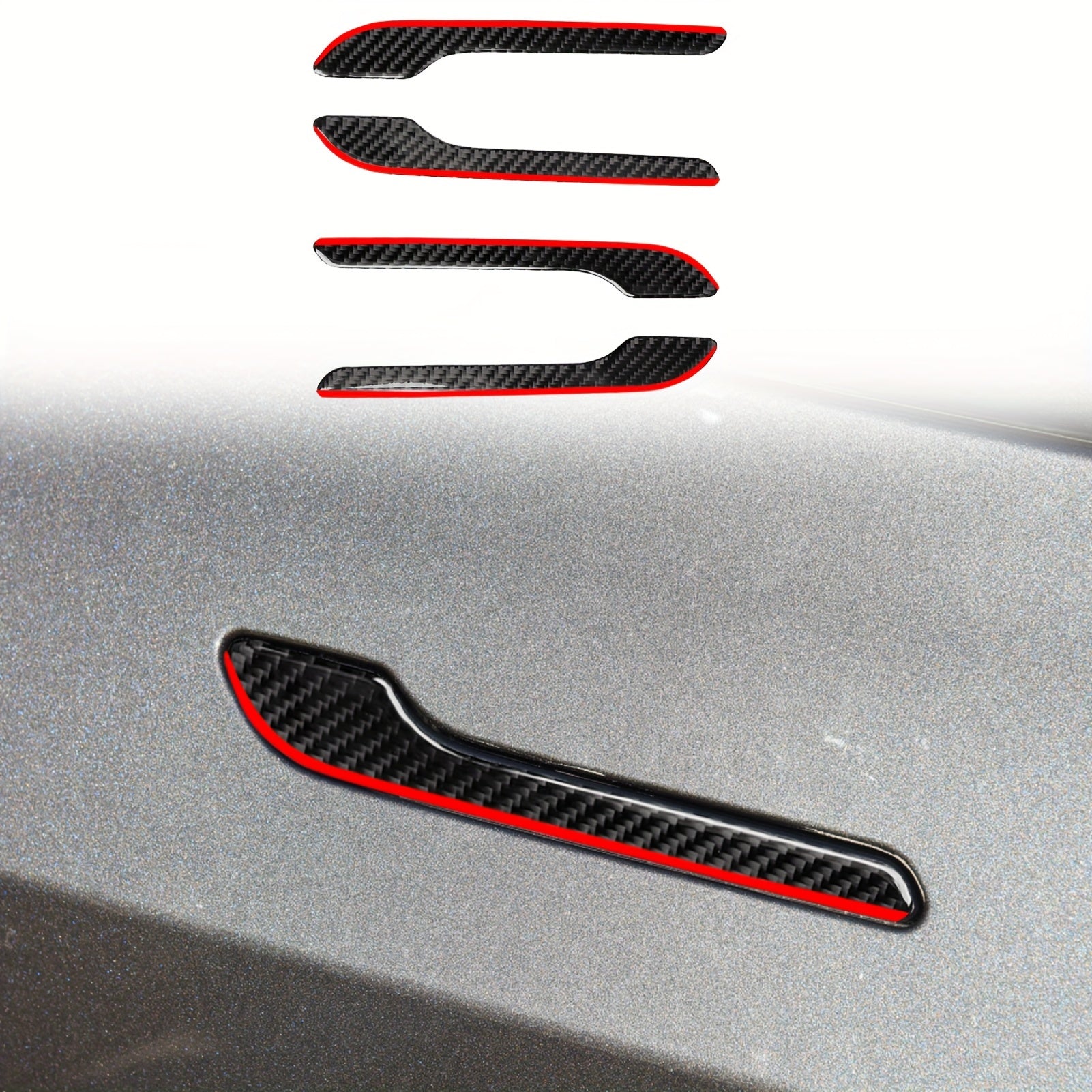 Carbon Fiber Exterior Door Handle Sticker for Tesla Model 3 and Y