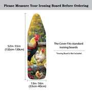 Ironing Board Cover with Rooster and Hen Design Dustproof Non-Stick Stain-Resistant Elastic Edge