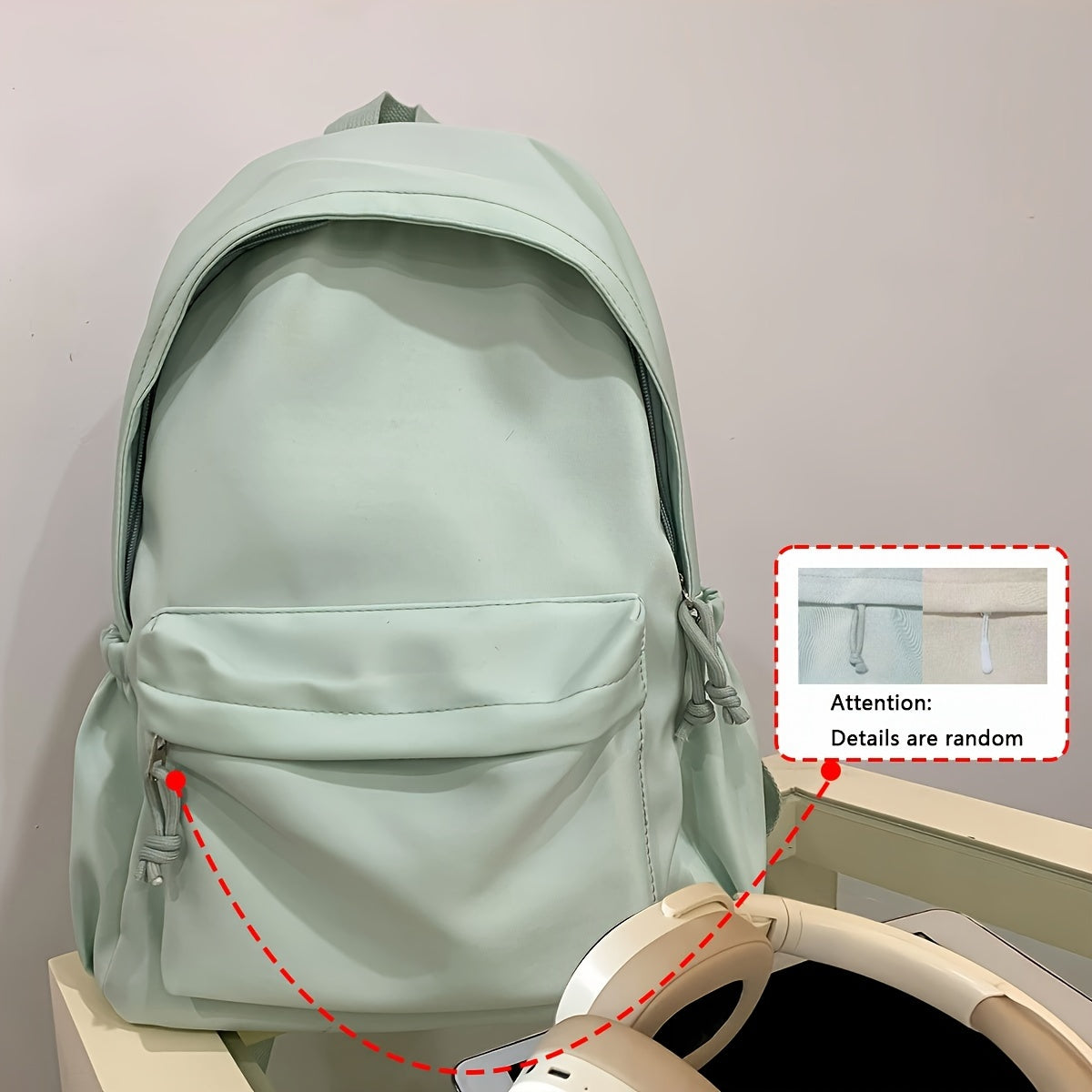 Lightweight Casual Backpack for High School Students Nylon Zipper Closure Black