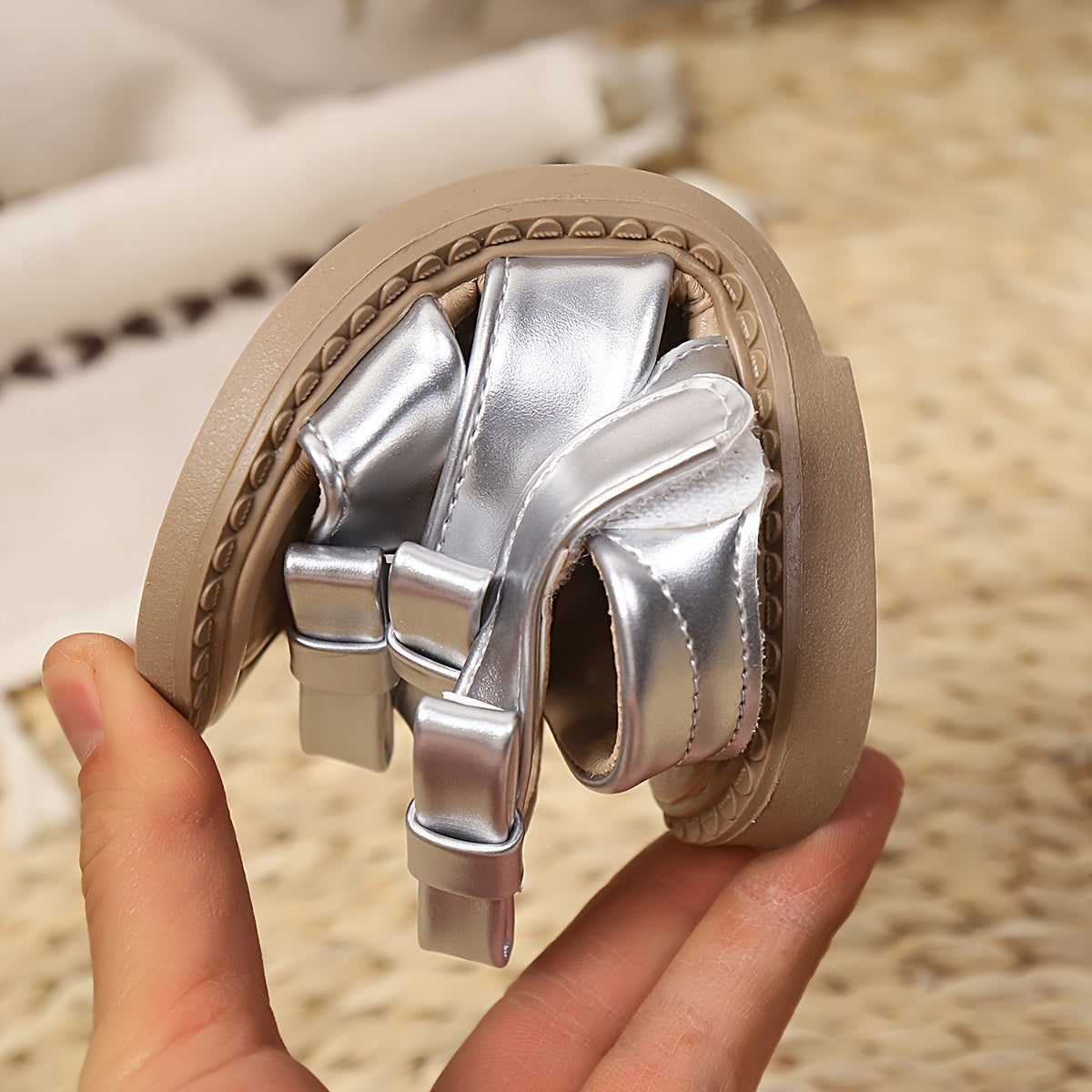 Girls Summer Sandals with Bowknot Lightweight Breathable Non-Slip Rubber Sole