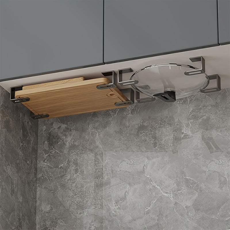 O'roqsiz saqlash uchun 2 ta devorga o'rnatiladigan qozon javonlari to'plami, oshxona tartibi uchun