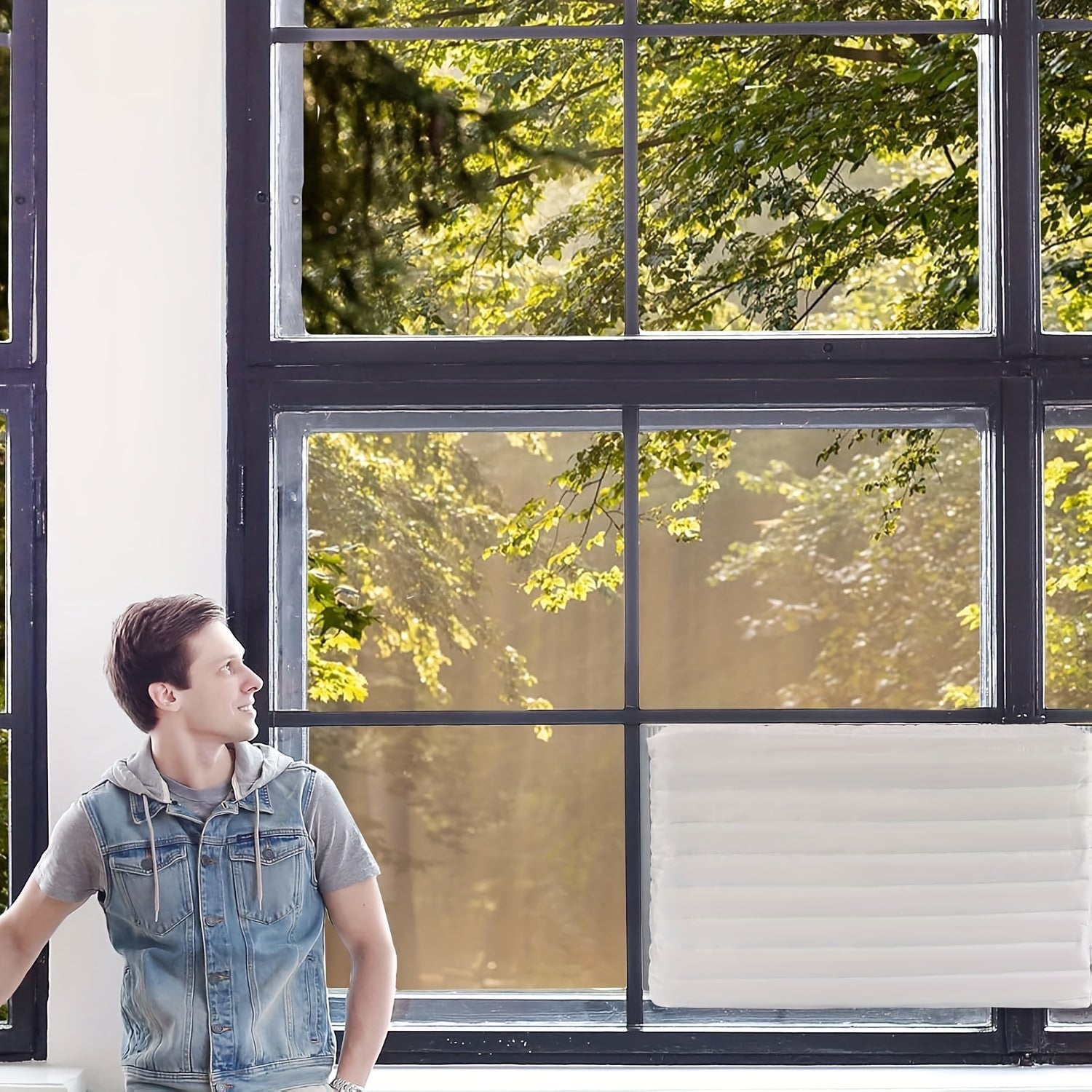 Adjustable Indoor Air Conditioner Window Cover Rust-Proof Dust Snow Protection