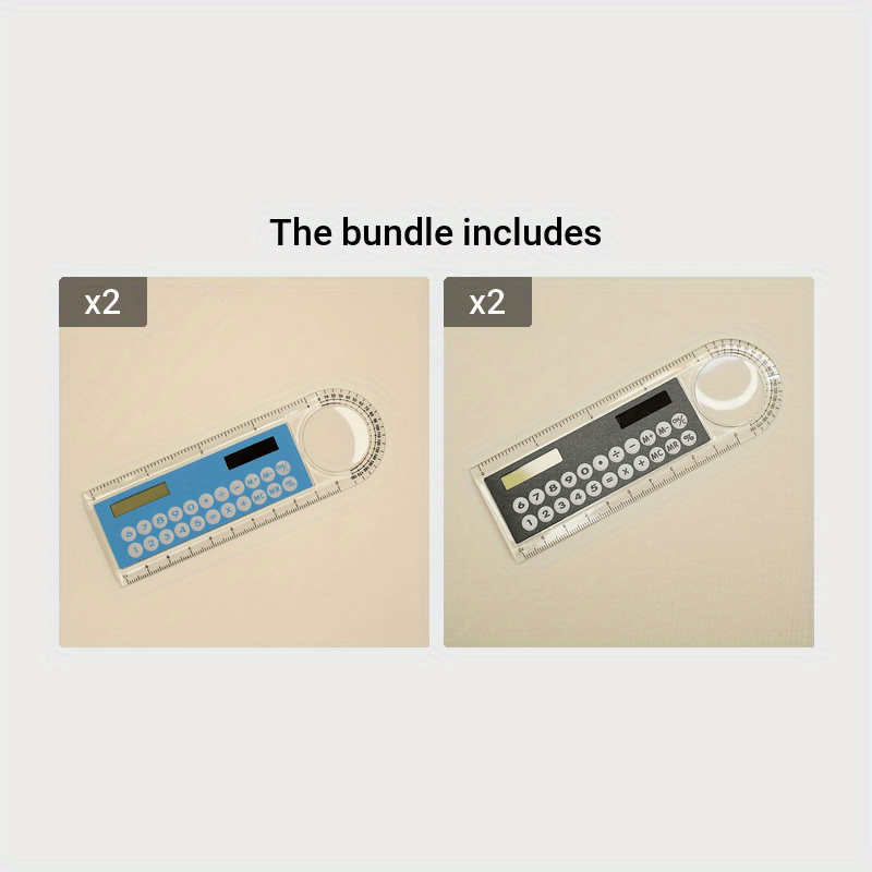 Mini Ultra-Thin Solar Calculator Ruler with Magnifying Glass 10cm Office School Supplies