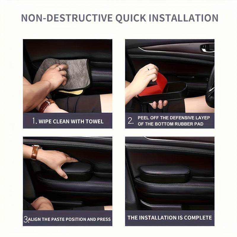 Universal Car Armrest Cushion with Storage Box and Riser for Men Women