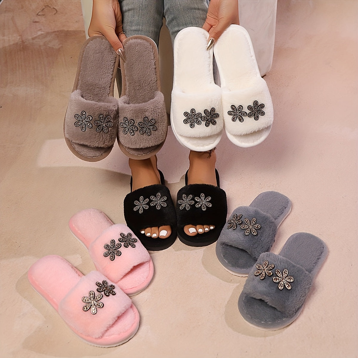 Women’s Cozy Slip-On Moccasin Slippers Soft Fabric EVA Sole Indoor Outdoor