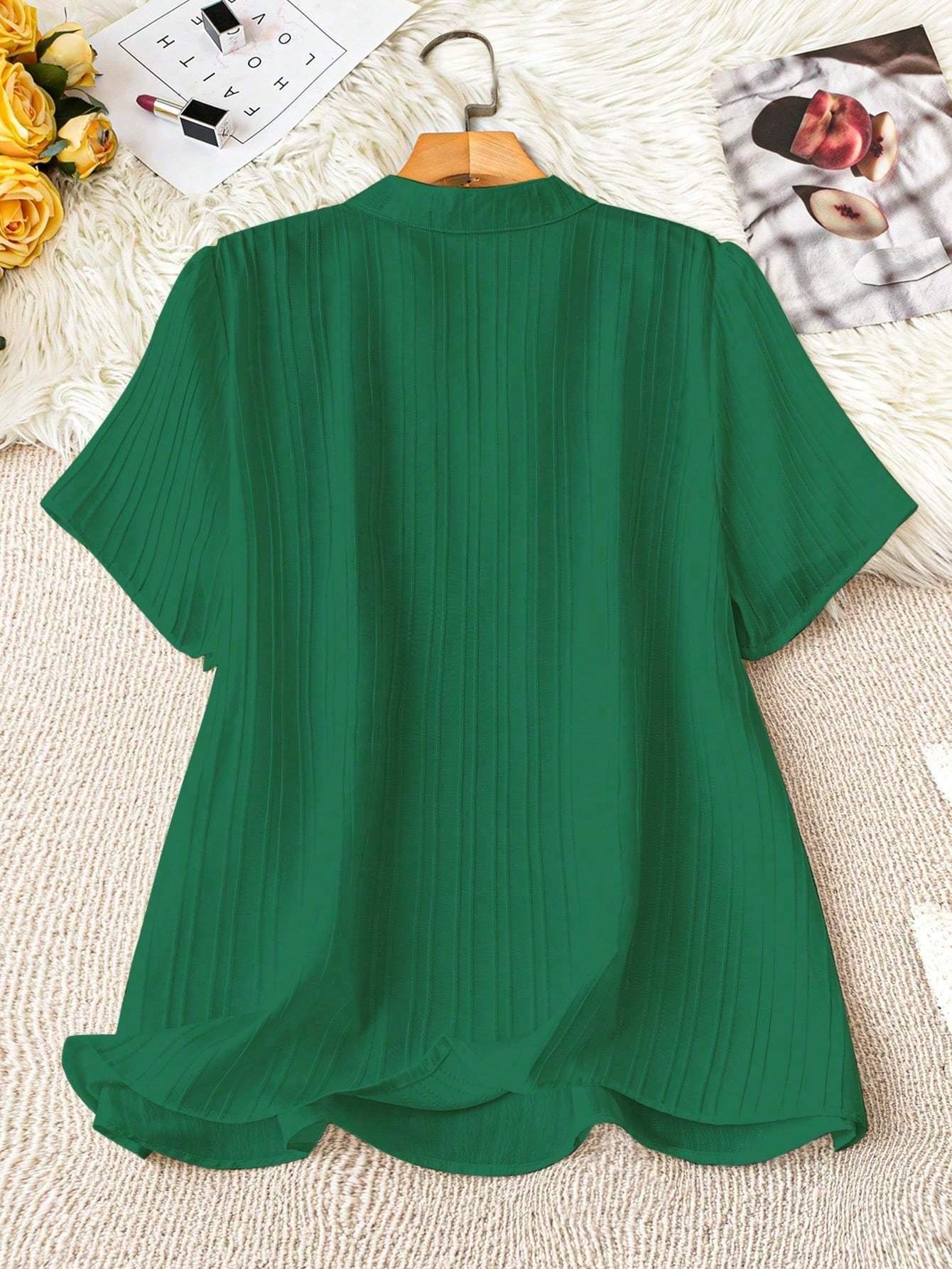 Plus Size Women's Floral Print V-Neck Short Sleeve Blouse Casual Summer White Top