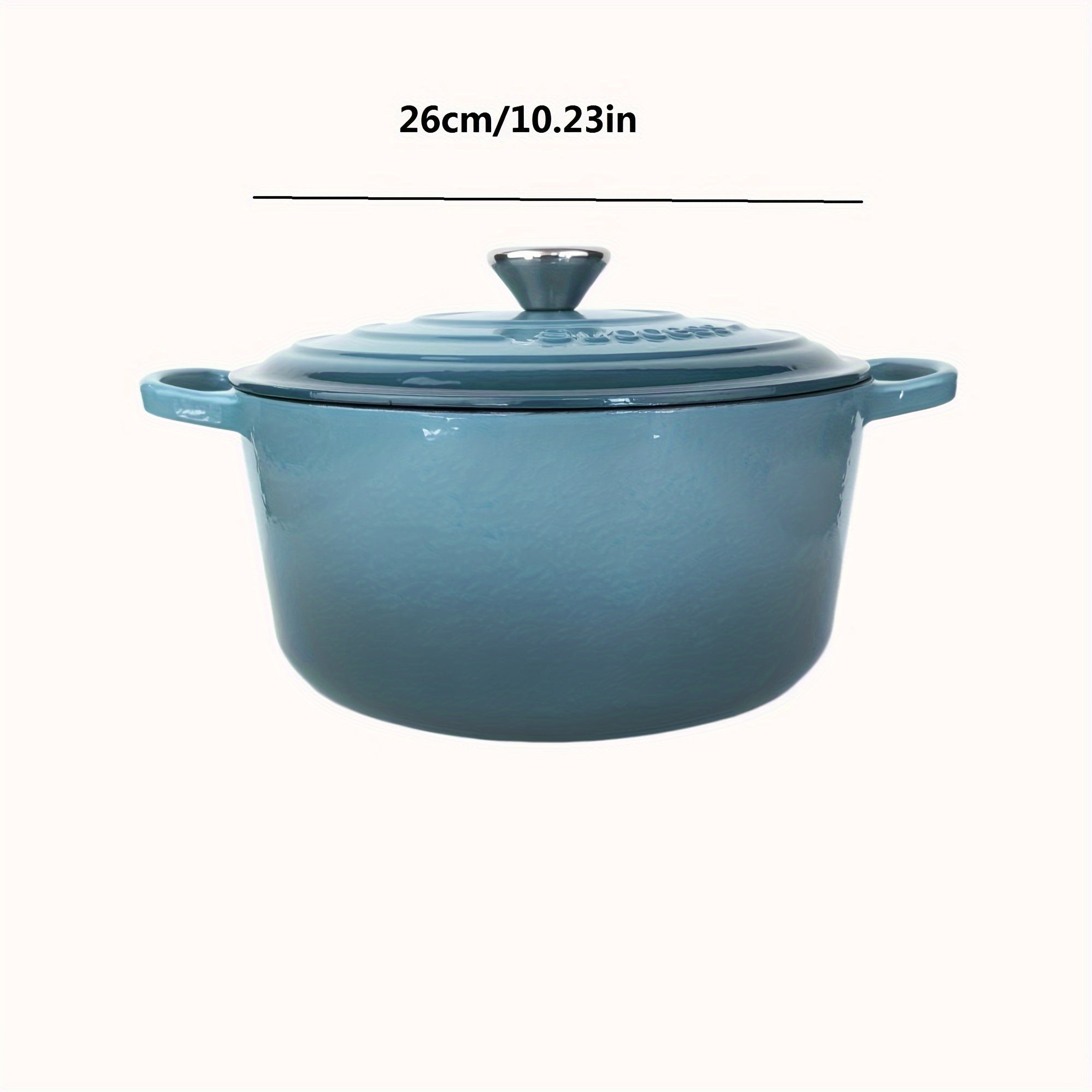 Set of 3 Enamel Cast Iron Pots 22cm 24cm 26cm Non-Stick Handles
