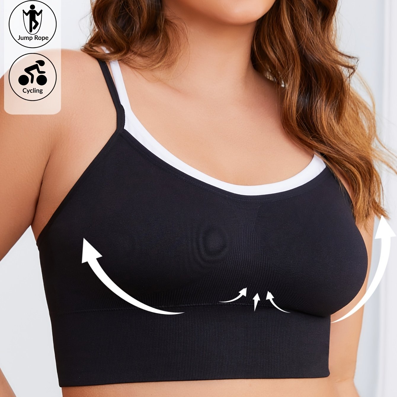 Women's Two-Tone Sports Bra with Removable Pads Breathable Gym Wear