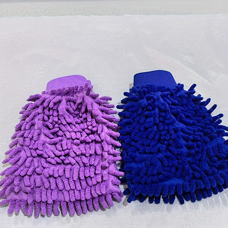 2-Pack Microfiber Car Wash Mitts Double-Sided Soft Cleaning Gloves
