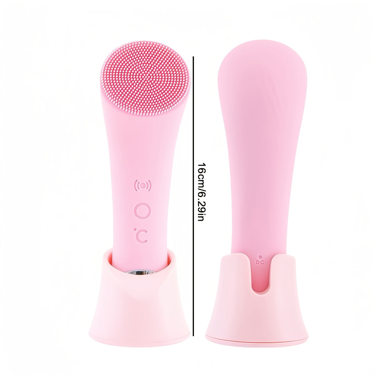 Rechargeable 2-in-1 Electric Facial Cleansing Brush with Silicone Exfoliation Heating and Vibration