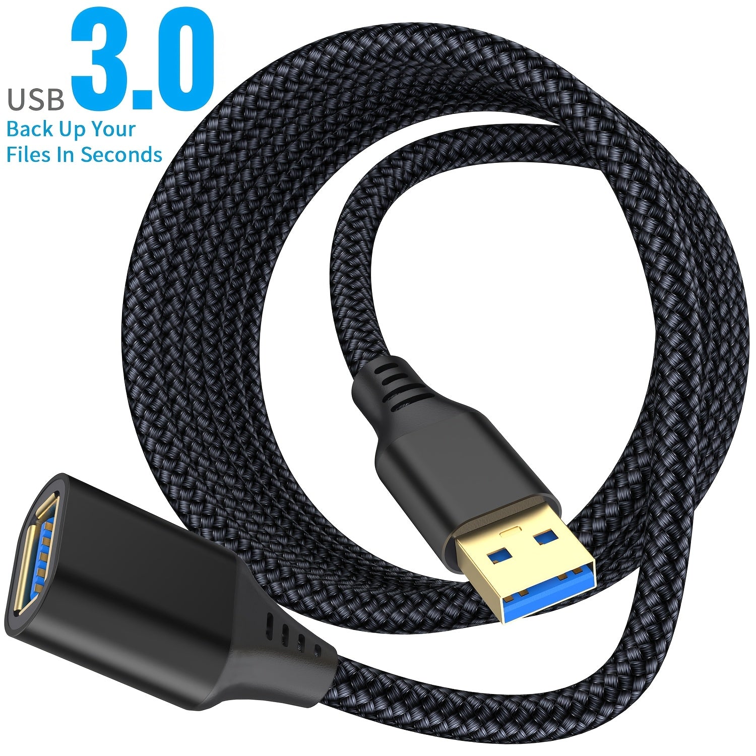 Nylon Braided USB 3.0 Extension Cable 3.05m Type A Male to Female High-Speed Data