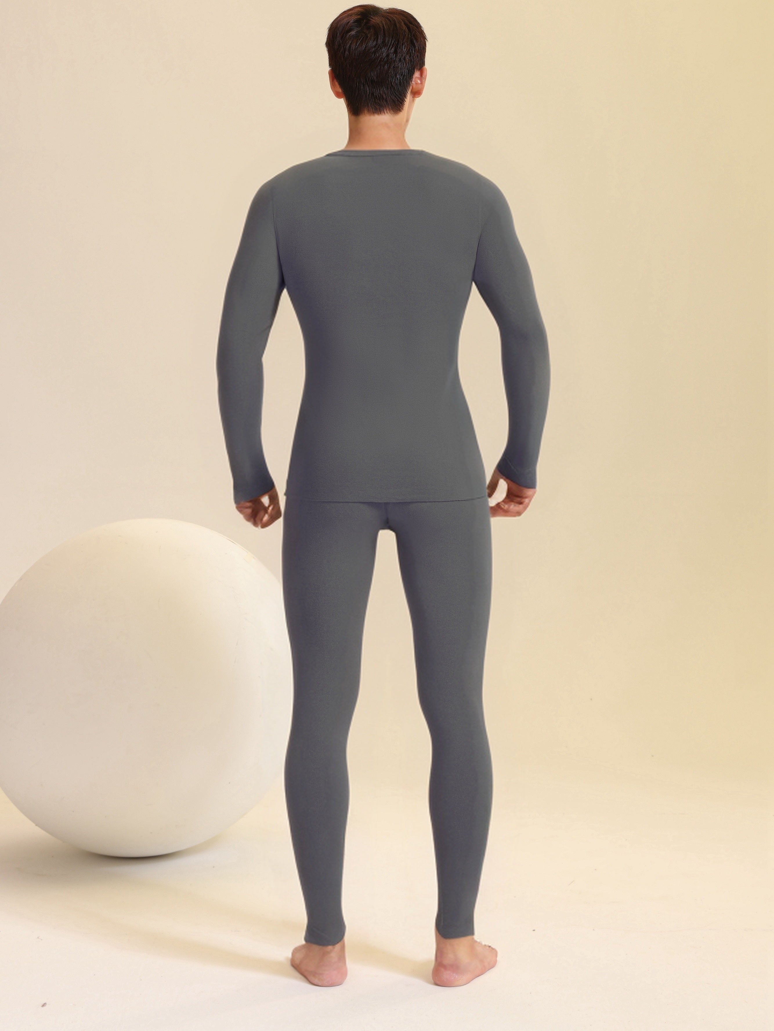 Conjunto de ropa interior térmica para hombre con camiseta de manga larga y pantalones de forro de alpaca para comodidad en invierno