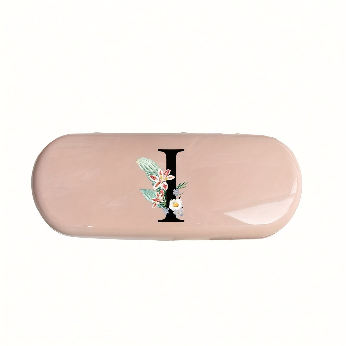 Pink Floral Monogram Glasses Case Waterproof Dustproof Compact Plastic Storage Box for Men and Women
