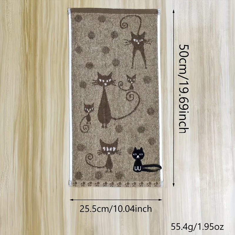 Cat Print Hand Towel Absorbent Quick-Drying Small Bathroom Towel Gift
