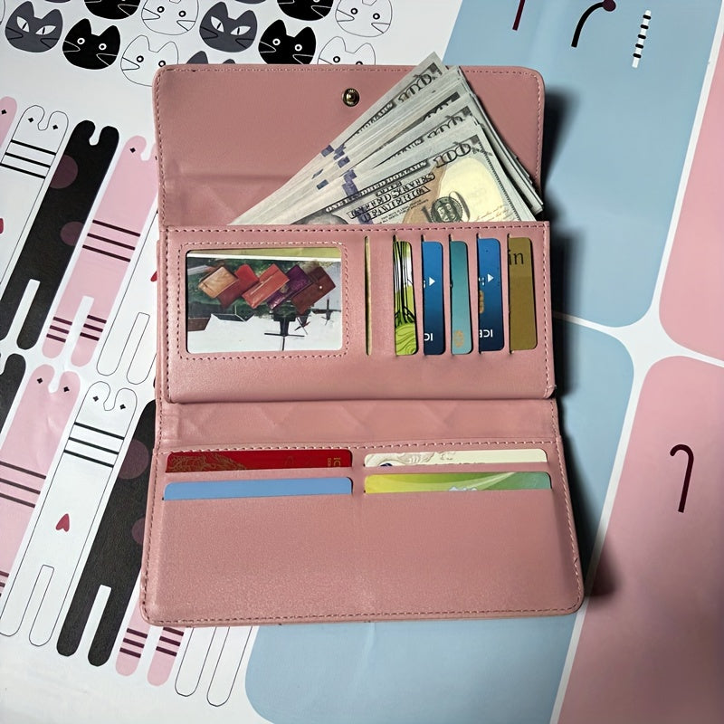 Zamonaviy Argyle tekis to'rtburchakli uzun hamyon, ko'p kartalar uchun joylar bilan - Kundalik foydalanish uchun ideal.