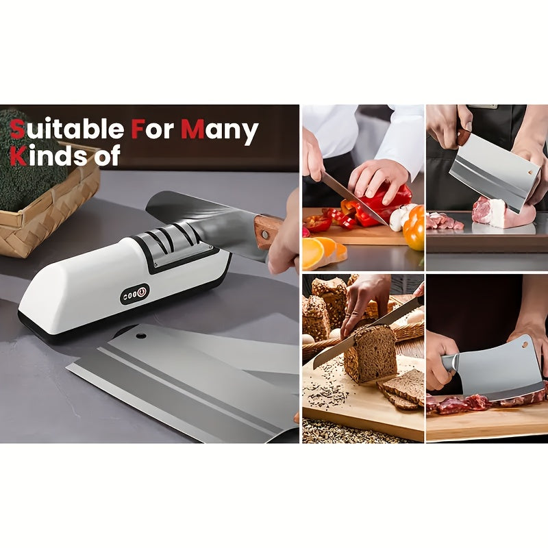 Rechargeable Kitchen Knife and Scissors Sharpener with Digital Display and USB Charging