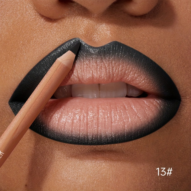 Lápiz delineador de labios mate para mujer, 12 colores, de larga duración, a prueba de manchas