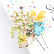 Minimalist Angel Fairy Enamel Brooch with Resin Flowers Irregular Shape Jewelry