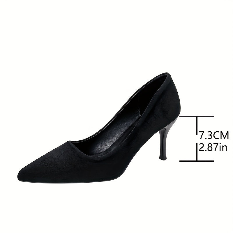 Women's Black Pointed Toe Stiletto Heels with Rhinestone Ankle Strap