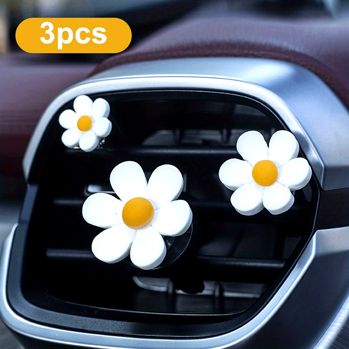 3pcs Daisy Car Vent Clips Aromatherapy Diffuser Decorative Air Freshener