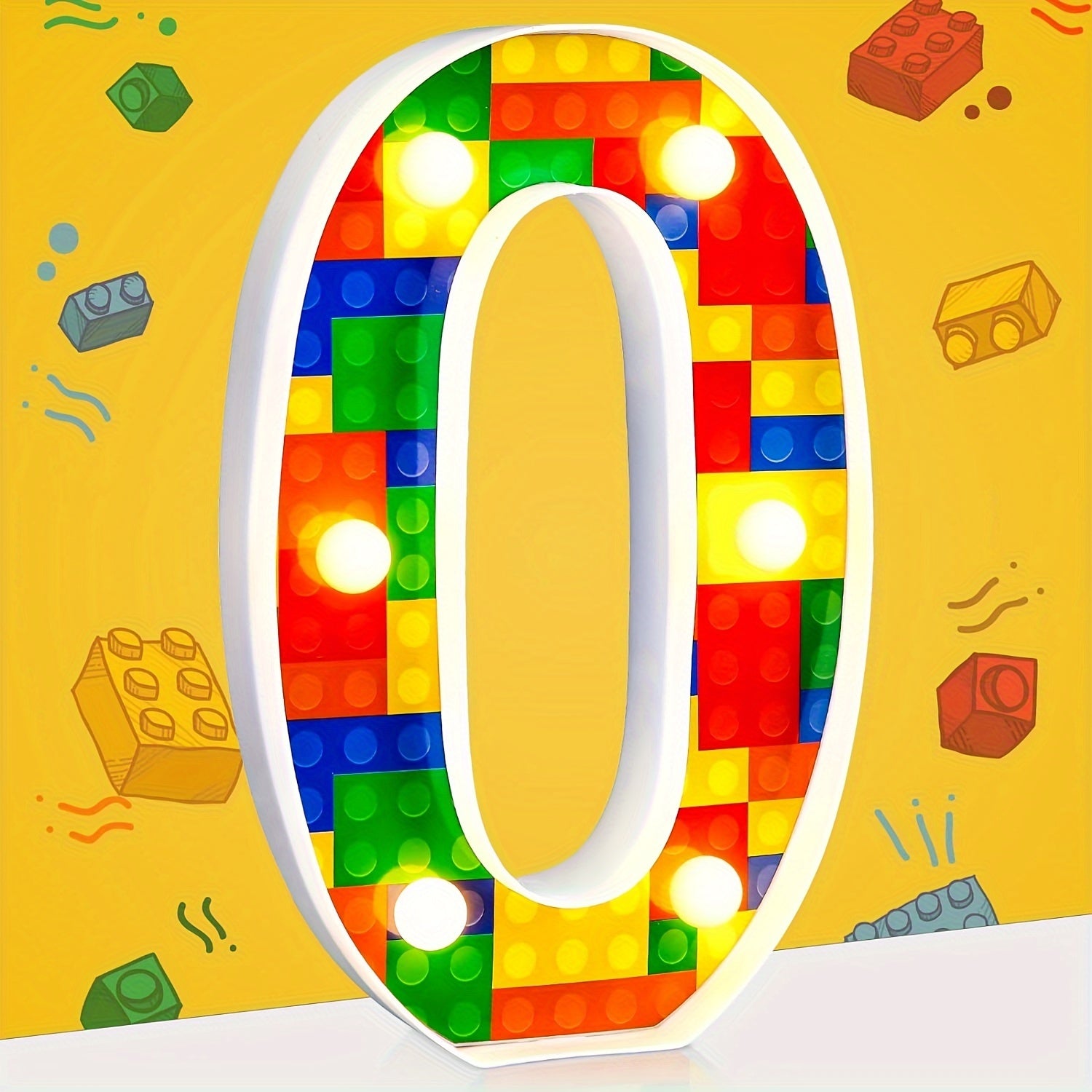 1 шт. Цветной светодиодный строительный блок номер, работающий от батареек, прочный пластик, требуются батарейки AA, идеально подходит для вечеринок, батарейки не включены