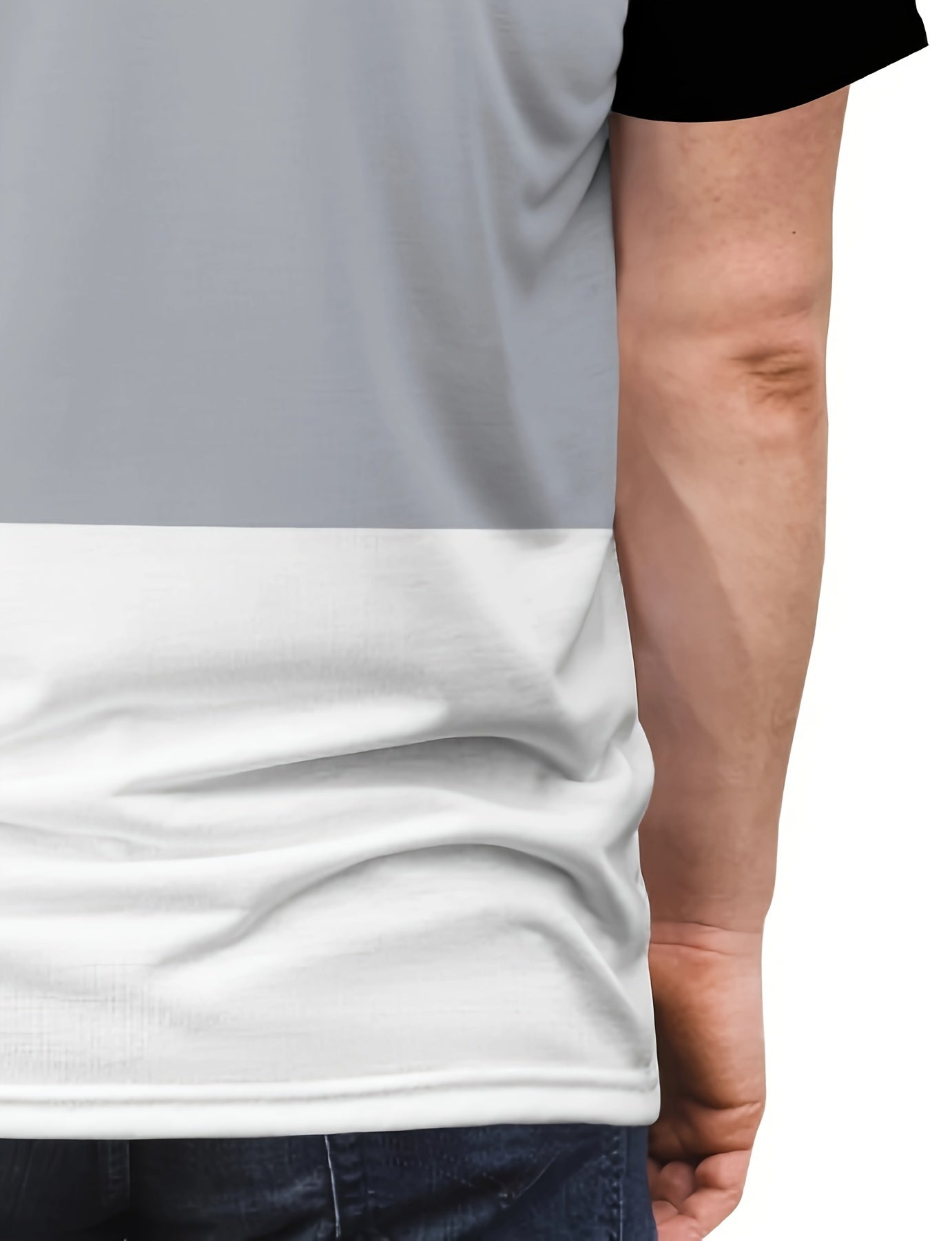 Erkaklar uchun Rangli Blokli Yuqori Bo'yinli Qisqa Yengli T-Shirt - Tasodifiy Yozgi Sport Taqimi, Polyester To'qima, Katta Uniseks, Yoz uchun Yupqa Versiya