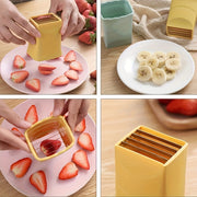 Нержавеющая сталь для нарезки клубники с пластиковой ручкой. Идеально подходит для нарезки фруктов и овощей на кухне. Прочный и современный инструмент.