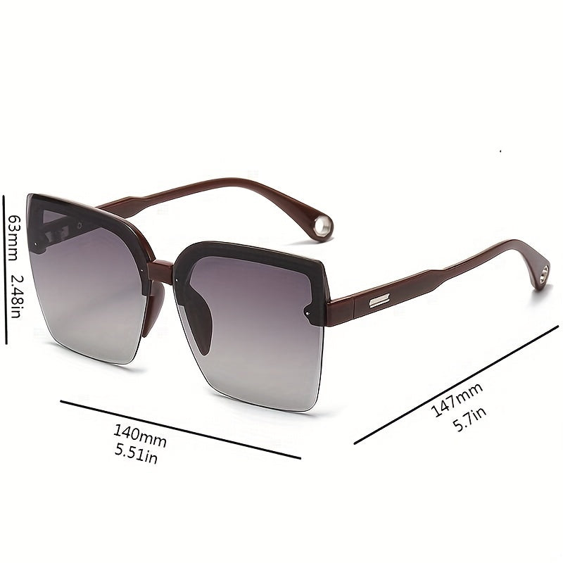 Gafas de sol grandes de ojo de gato semi sin marco con lentes degradados para mujeres y hombres