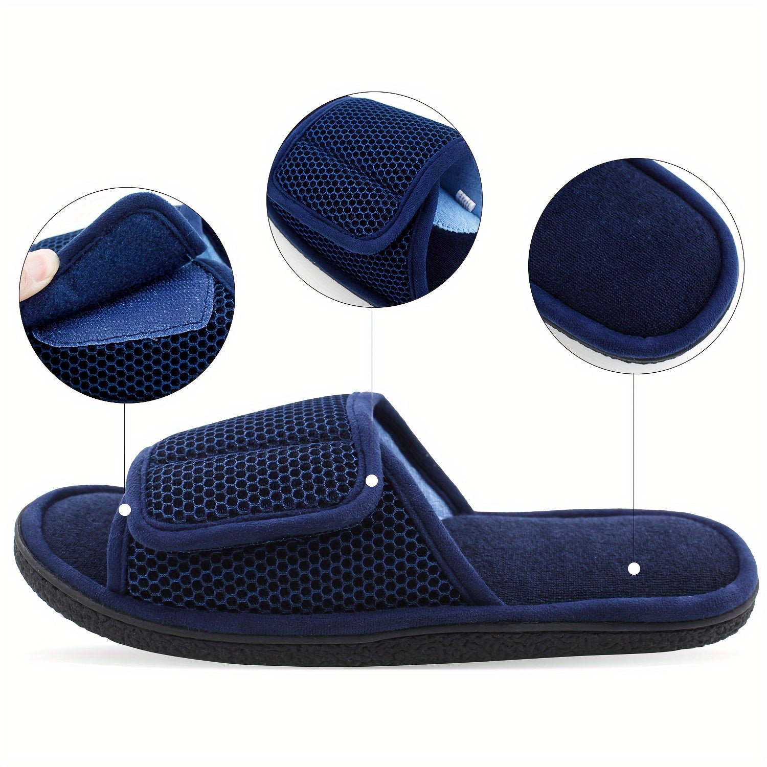 Мужские домашние тапочки из дышащей ткани, повседневные домашние туфли, черные и оранжевые, регулируемые