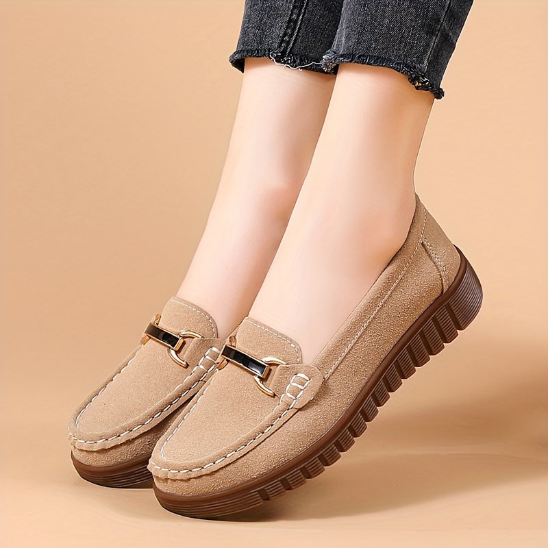 Women's Slip-On Loafers Faux Cover Round Toe Comfortable Casual Shoes