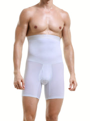 Men's White High-Waisted Body Shaper Shorts Tummy Control Slimming Underwear