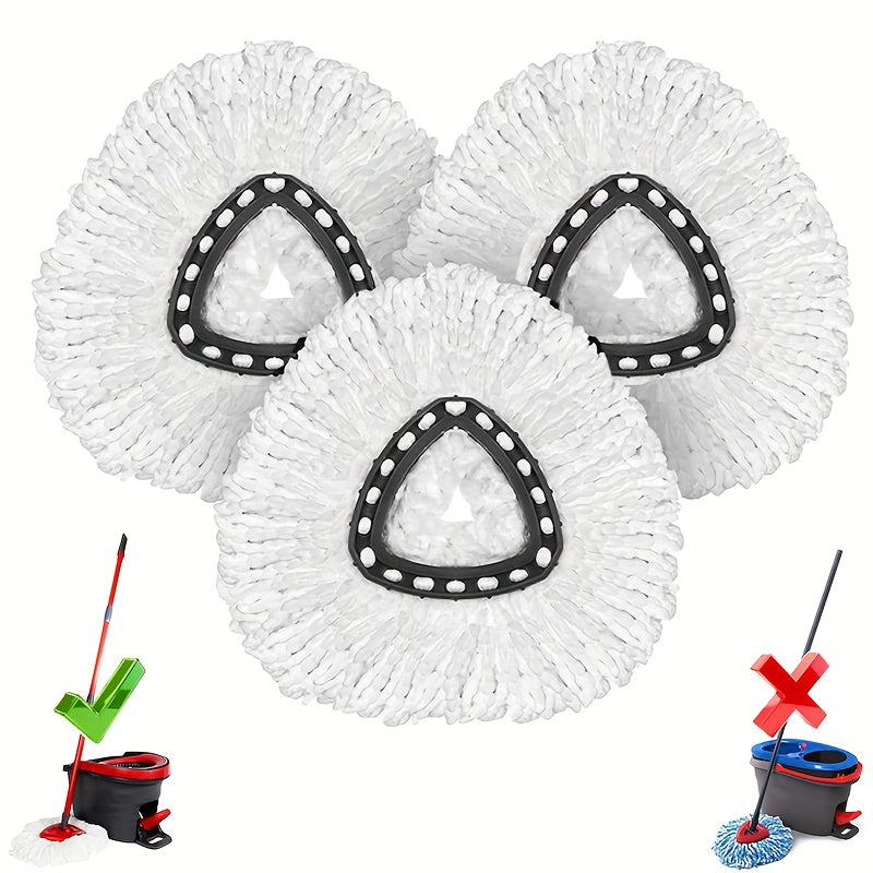 Pack of 3 Superfine Fiber Swivel Mop Heads for 14.48cm Triangular Mops