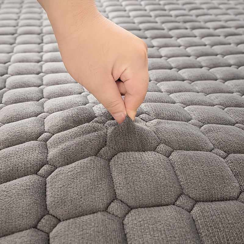 Thick Milk Velvet Checkered Mattress Protector Bedspread Cover for Winter