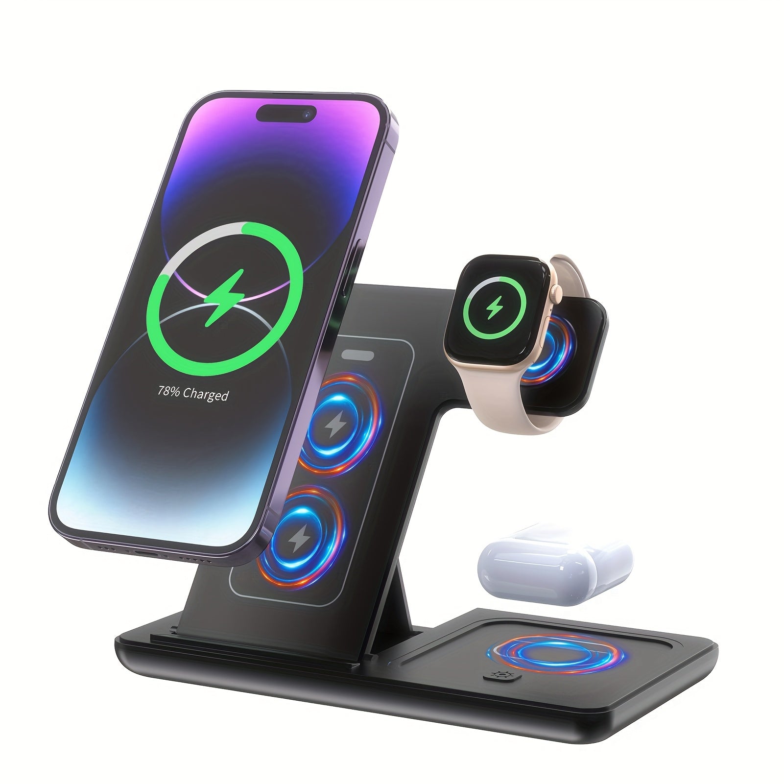 3-in-1 Wireless Charging Stand for iPhone, Apple Watch, AirPods