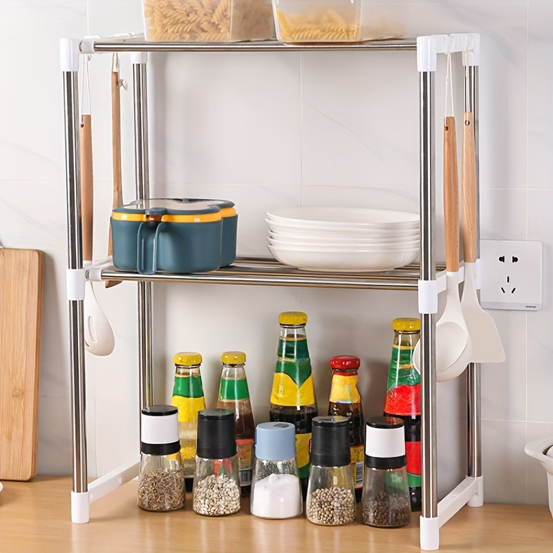Регулируемая полка из нержавеющей стали для микроволновой печи с несколькими уровнями для хранения на кухне, также подходит для электроприборов и обуви.