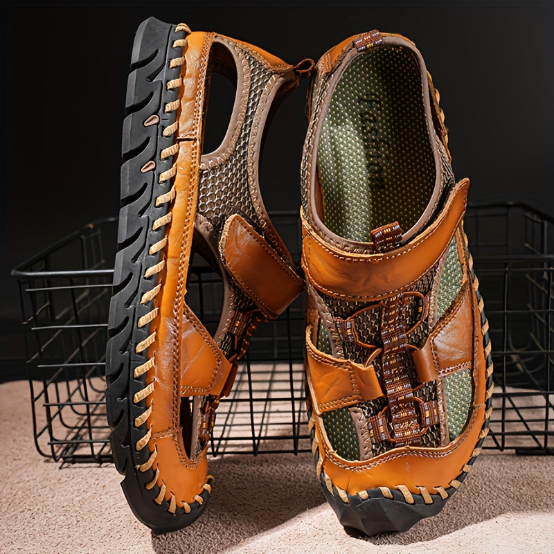 Erkaklar uchun tasodifiy sport sandallari, bir rangda, sozlanadigan bog'ich, kauchuk taglik va nafas oladigan, sirpanmaydigan dizayn bilan bahor, yoz va kuzda foydalanish uchun.