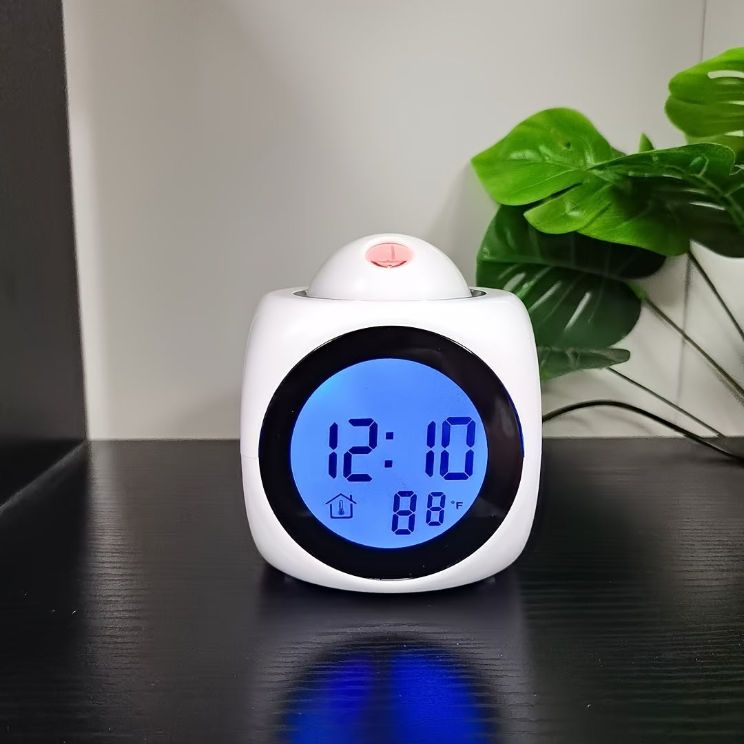 Projection Alarm Clock with Voice Announcements for Bedroom Living Room or Dorm USB or Battery Powered